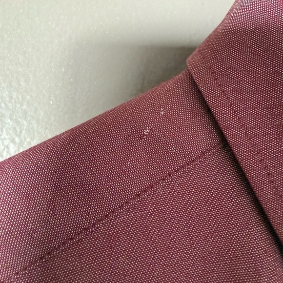 WOOL & PRINCE Men’s XL Merino Wool Button Down Shirt in Burgundy Oxford slim fit - Picture 7 of 16